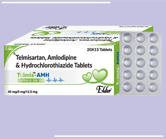 TELMIS AMH TABS (40/5/12.5MG) (20X15) Telmisartan 40mg, Amlodipine 5mg & Hydrochlorathiazide 12.5mg Tablets by Elder