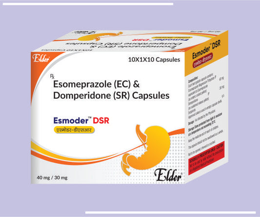 ESMODER DSR CAP (20/30 MG) (10X1X10) Esomeprazole 20 MG + Domperidone 30 MG by Elder
