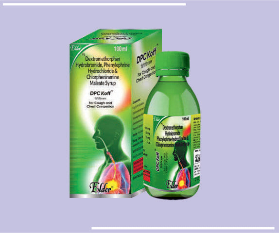 DPC  KOFF SYP (100ML) Dextromethorphan 10 mg,Phenylepherine 5mg,CPM  2 mg by Elder
