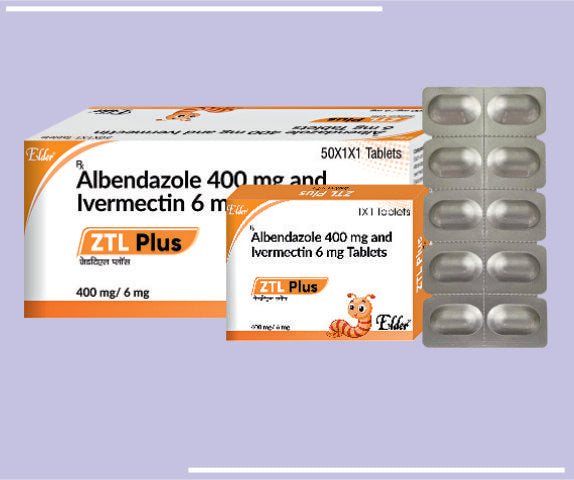 ZTL PLUS TABS (400/6) MONO (100X1) Albendazole 400mg,Ivermectin 6 mg by Elder