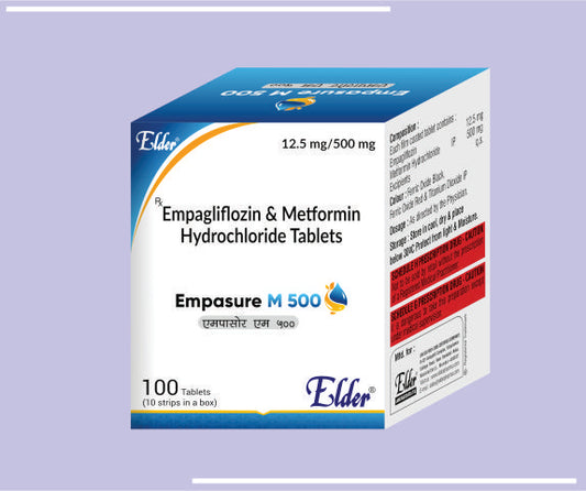 EMPASURE M 500 TABS (500/12.5) (10X10) Empagliflozin 12.5mg + Metformin 500mg by Elder