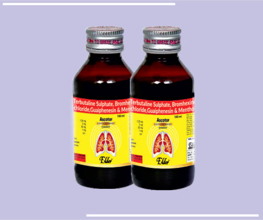 ASCOTOR  SYP (100ML) Terbutaline1.25mg,Bromohexine 2mg,Guiaphensein 50mg,Menthol 1mg by Elder