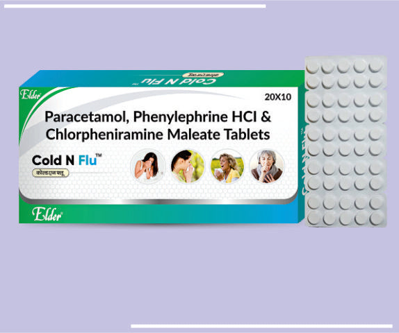 COLD N FLU TABS (30X10) Paracetamol 500mg,Phenylephrine 5mg, CPM 2mg by Elder