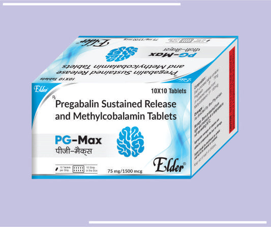 PG MAX CAPS (75/1500) (10X10) Pregabalin 75MG, Methylcobalamin 1500mcg by Elder