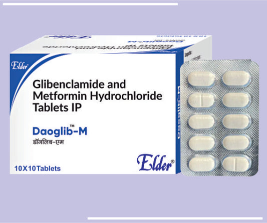 DAOGLIB M TAB (5/500 MG) (10X10) Glibenclamide 5mg,Metformin 500mg by Elder
