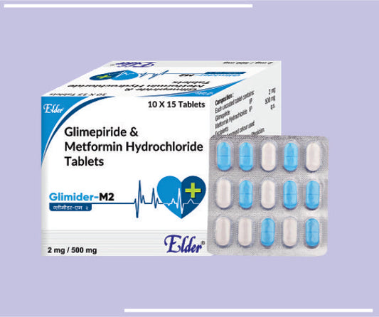 GLIMIDER MP2 TABS (500/15/2) (10X10) Metformin 500mg,Pioglitazone 15mg,Glimepiride 2mg + 
 by Elder