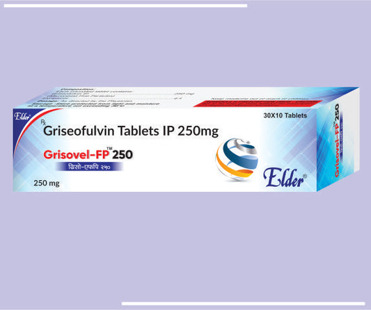 GRISOVEL + 250 TABS (30X10) Grisseofulvin 250mg,Cetrizine 5mg by Elder