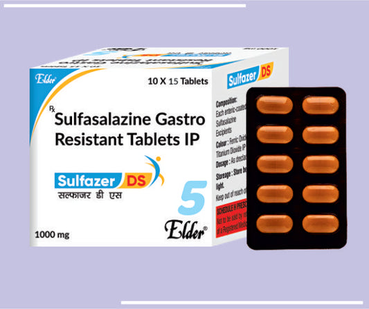 SULFAZER DS TABS (10X10) Sulfasalazine Gastro Resistant Tablet IP 1000mg by Elder