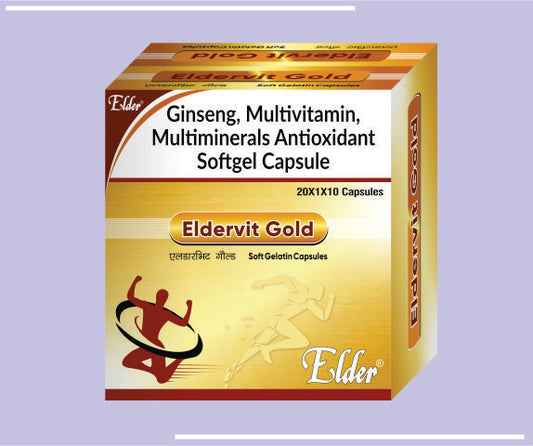 ELDERVIT GOLD SG (20X1X10) Ginseng,Multivitamin,Multimierals, Antioxidant Soft Gels by Elder