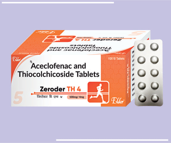 ZERODER TH 4 TABS (100/4) (10X1X10) Aceclofenac 100mg,Thiocolchicoside 4mg by Elder