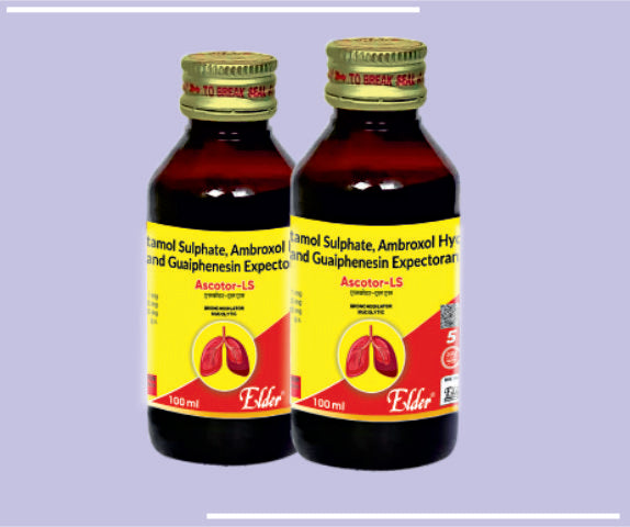 ASCOTOR LS SYP (100ML) Levosulbutamol 1mg, Guiphenesin 50mg, Ambroxol 30mg by Elder
