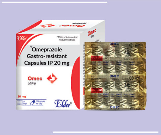 OMEC 20 CAPS (20X20) Omeprazole 20mg (As entric coated pellets) by Elder