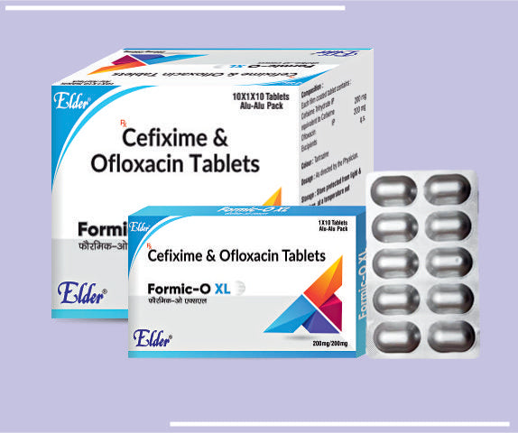 FORMIC O XL TABS (200/100MG) (10X1X10) Cefixime 200mg, Ofloxacin 200mg by Elder