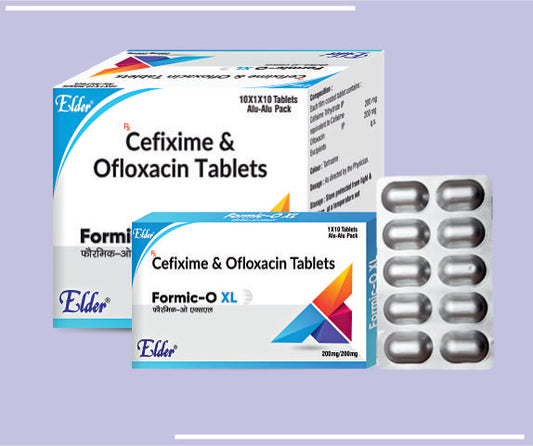 FORMIC O XL TABS (200/100MG) (10X1X10) Cefixime 200mg, Ofloxacin 200mg by Elder