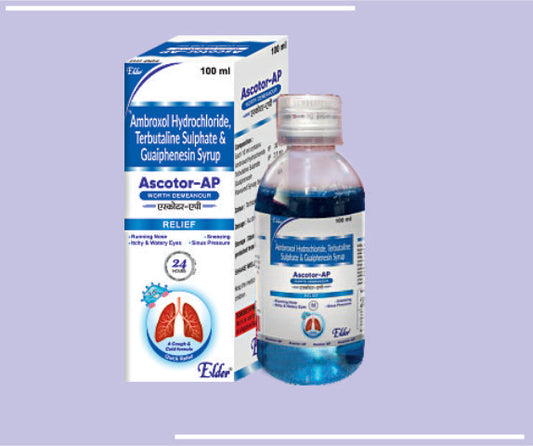 ASCOTOR AP SYP(SF) (100ML) Ambroxol 30mg,Terbutaline 1.25mg,Ammonium Chloride 100mg,Guaiphenesin 50mg by Elder