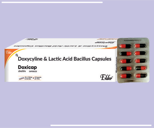 DOXICAP CAPS (100 MG) (30X10) Doxycycline 100mg,Lactic Acid Bacillus by Elder