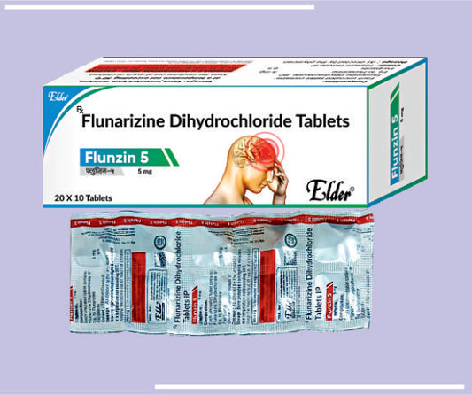 FLUNZIN 5 TABS (20X10) Flunarizine 5 MG
 by Elder