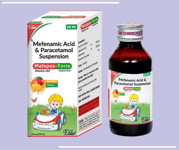 MEFSPAS FORTE SUSPN (100/250 MG) (60ML) Mefenamic Acid 100mg,Paracetamol 250mg by Elder
