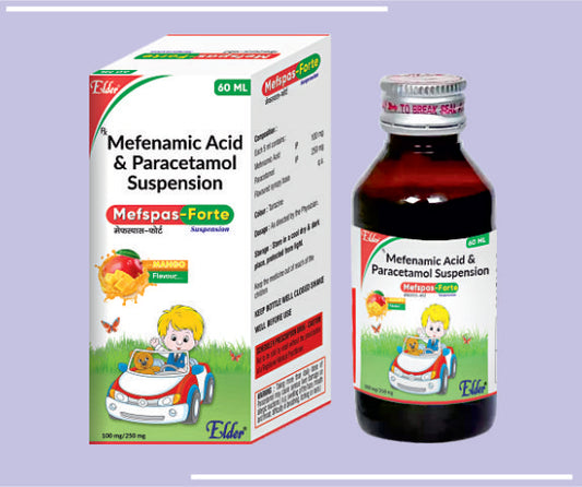 MEFSPAS FORTE SUSPN (100/250 MG) (60ML) Mefenamic Acid 100mg,Paracetamol 250mg by Elder