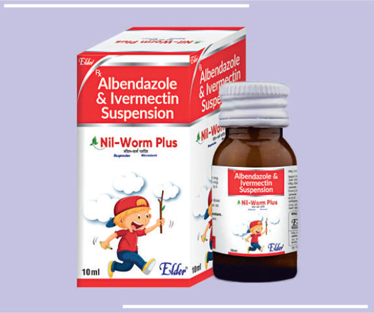 NIL-WORM PLUS SUSPN (200/1.5MG) (10ML) Albendazole 200mg,Ivermectin 1.5mg/5ml by Elder