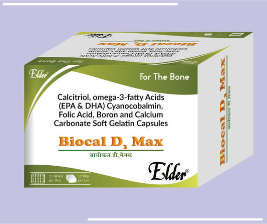 BIOCAL D3 MAX SG (10X1X15) Calcitrol, Omega-3, Fatty Acids,Cynocobalamin, Folic Acid, Boron,Calcium Carbonate SG Caps by Elder