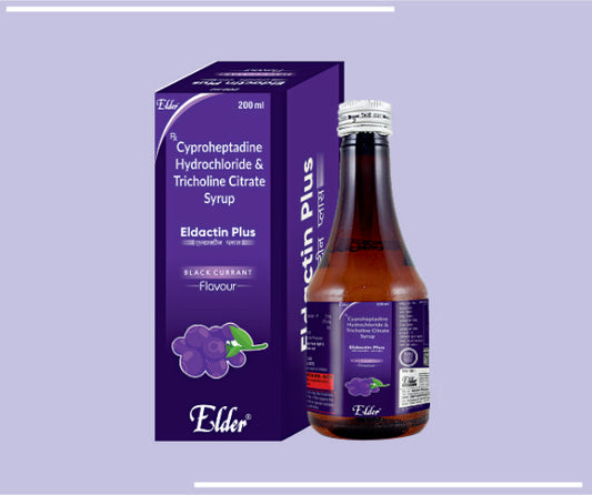 ELDACTIN PLUS SYP (BC) (200ML) Cyprohetaptadine Hcl 1.5 mg, Tricholine Citrate 55mg Supsn by Elder