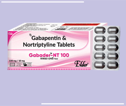 GABADER NT 100 (100/10) TABS (10X10) Gabapen 100mg,Nortriptyline 10mg by Elder