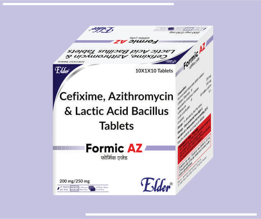 FORMIC AZ TABS (200+250+LB) (10X1X10) Cefixime 200mg,Azithromycin 250mg+LB by Elder