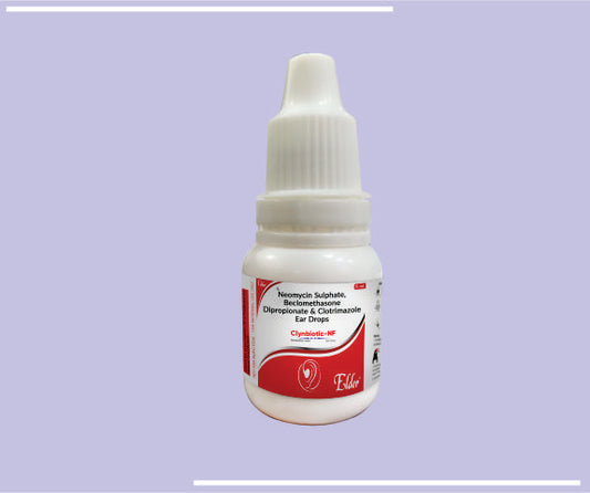 CLYNBIOTIC N EAR DROPS (25X5ML) Neomycin Sulphate 0.5%, Beclomethasone 0.025%,Clotrimazole 1%, Glycerine & Proplylne Glycol base by Elder