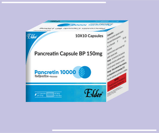 PANCREON 10,000 CAPS (10X10) Pancreatin 150mg Cap. by Elder