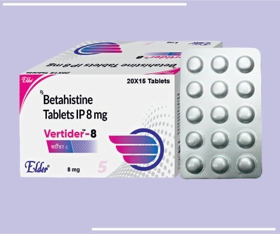 VERTIDER 8 TABS (20X15) Betahistine Hydrochloride 8mg by Elder