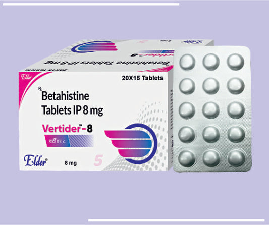 VERTIDER 8 TABS (20X15) Betahistine Hydrochloride 8mg by Elder