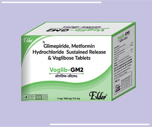 VOGLIB GM2  TABS (500/2/0.2MG) (10X10) Glimepiride 2mg,Metformin 500 (SR),Voglibose 0.2mg by Elder