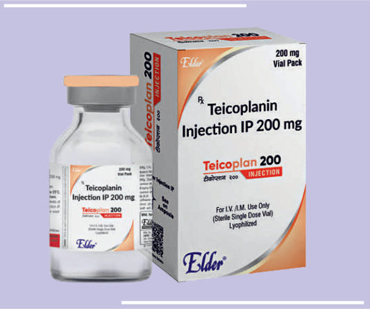TEICOPLAN 200 INJ (VIAL) Teicoplanin IP 200mg by Elder