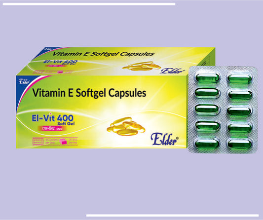 EL VIT 400 SOFTGELS (20X10) Vitamin E 400, Wheat Gem Oil & Omega 3 Fatty Acid by Elder