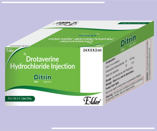 DITRIN INJ. (24X5X2ML) Drotaverin Inj by Elder