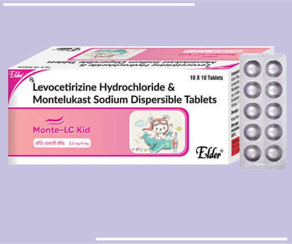 MONTE LC KID TABS (4/2.5 MG) (10X10) Montelukast 4mg,Levocetrizine 2.5mg by Elder
