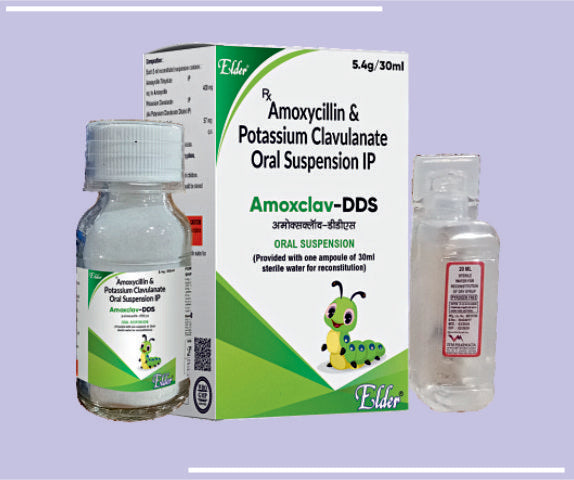 AMOXCLAV DDS D/SUSPN+WFI (400+57MG) (10X30ML) Amoxycillin 400mg, Clavulanic Acid 57mg by Elder