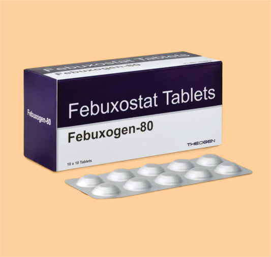 FEBUXOGEN-80 TAB (10X10) Each Film Coated Tablet Contains: Febuxostat IP 80mg by Theon