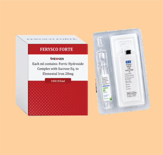 FERYSCO FORTE INJ (10X1X5ml ) Each ml contains: Ferric Hydroxide Comples with  Sucrose Eq. to Elemental Iron 20mg by Theon