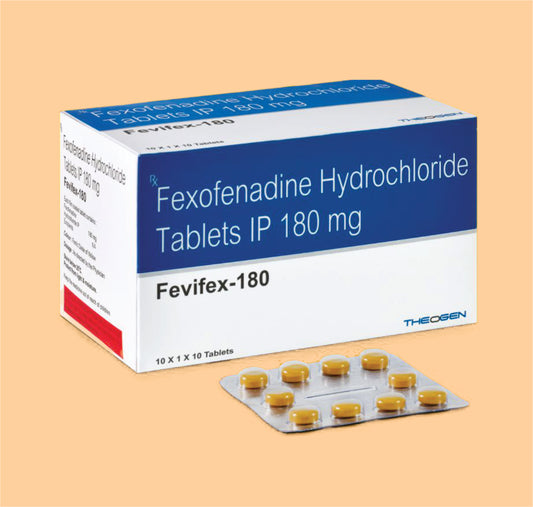 FEVIFEX 180MG TABLET (10x1x10) Each Film Coated Tablet Contains: Fexofenadine Hydrochloride IP 180mg by Theon