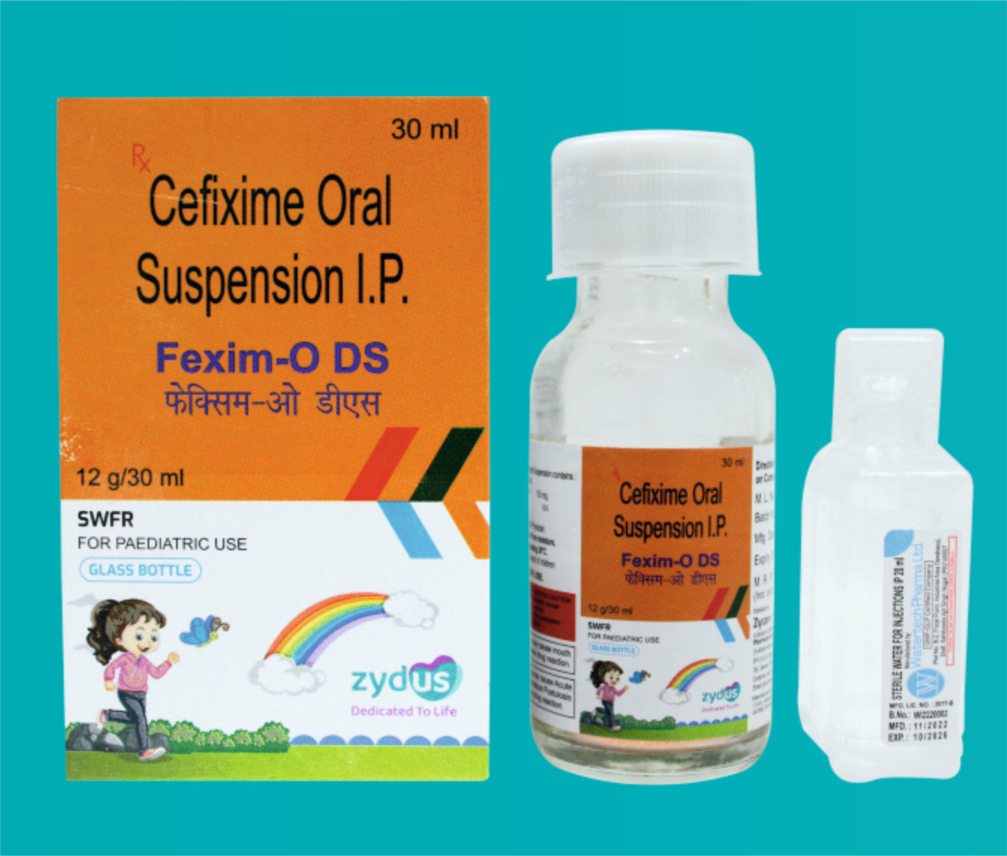 FEXIM-O DS 100 MG GLASS BOTTLE WITH WFI 30ml. ( Cefixime 100 mg ) by Zydus