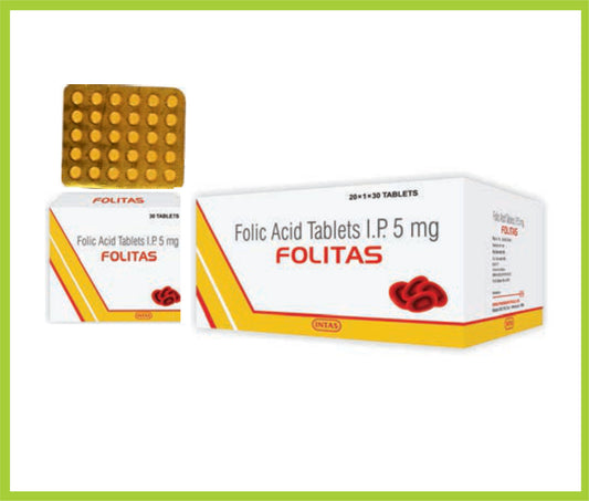 FOLITAS 30 TAB ( Each Uncoated Tab Contains Folic Acid Ip 5 Mg ) by Intas