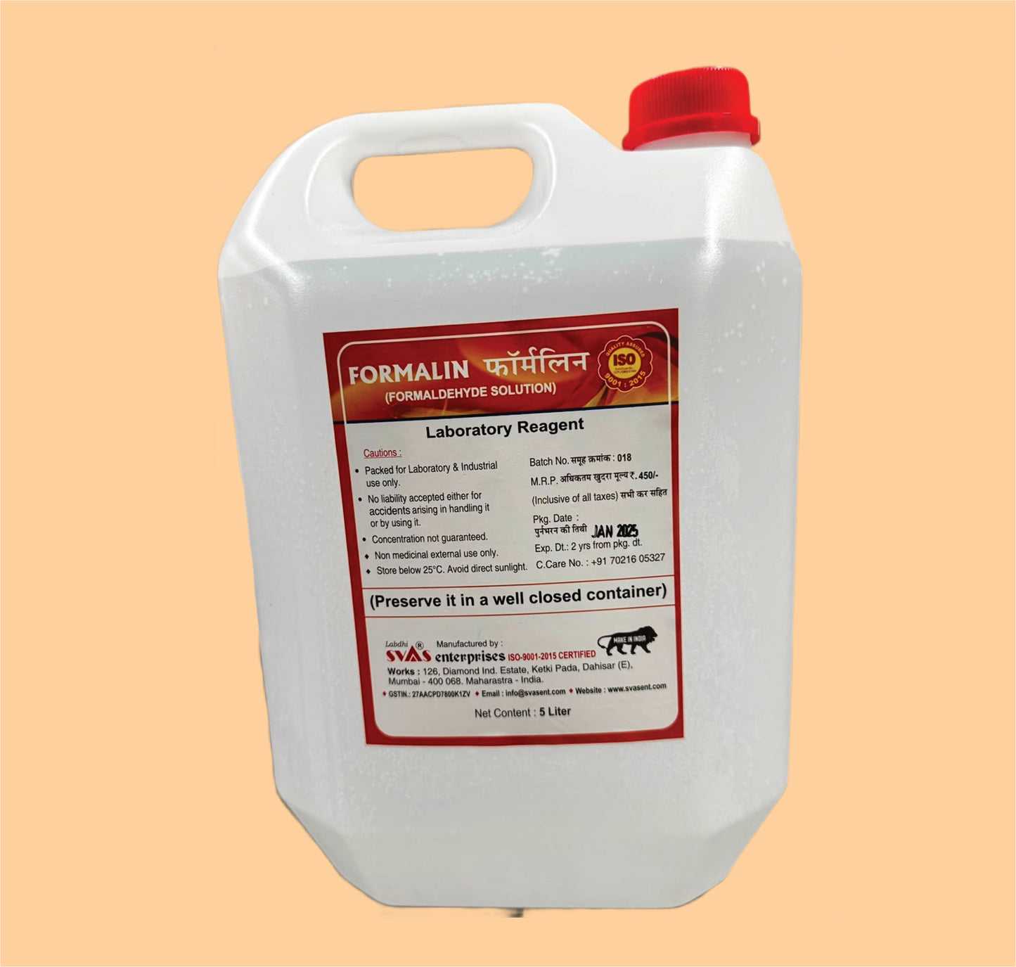 FORMALIN L.R ( 5 LTR ) by Svas