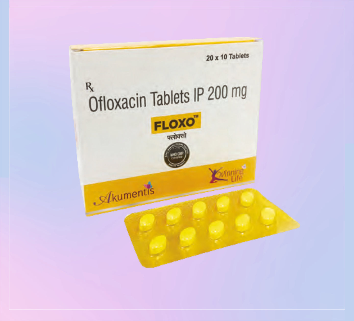 Floxo Tab (Bl) (Yellow Pvc) 20x10 Ofloxacin 200 Mg   by Akumentis