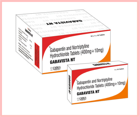 GABAVISTA NT TAB 10X10 T 10 T ( Gabapentin 400mg and Nortryptyline 10mg ) by Cadila