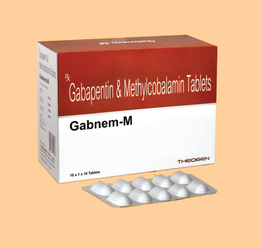 GABNEM-M -TAB (10x1x10) Each Film Coated Tablet Contains:  Gabapentin IP  300mg + Methylcobalamin IP  500 mcg by Theon