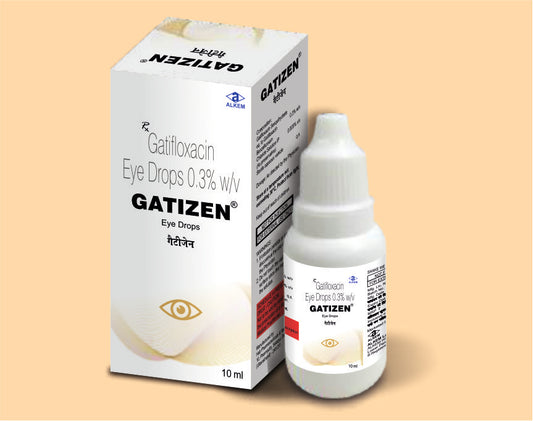 GATIZEN EYE DROPS (10ML) ( Composition: Gatifloxacin Sesquihydrate Eq. To Gatifloxacin 0.3% W/V, Preservative: Benzalkonium Chloride Solution Ip ) Alkem1