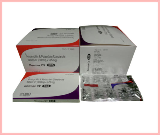 GENMOX CV 625 TAB   6 T ( Amoxycillin 500 mg + Clavulanic Acid 125 mg ) by Cadila