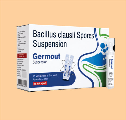 GERMOUT (10X1X5ml ) BACILLUS CLAUSII UBBC-072 BILLION SPORES PURIFIED WATER IP by Theon